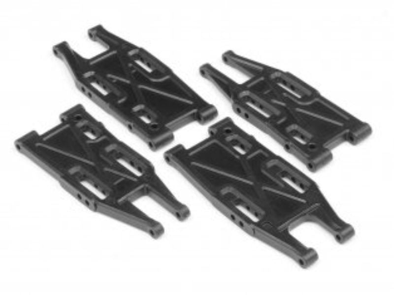 High-performance suspension arm set for RC vehicles, enhancing handling and traction on rough terrains.