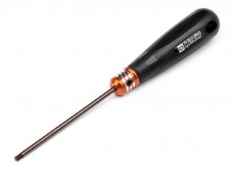 3.0mm hex driver with ergonomic handle, orange-anodized accents, and hardened steel tips for RC enthusiasts and racers.