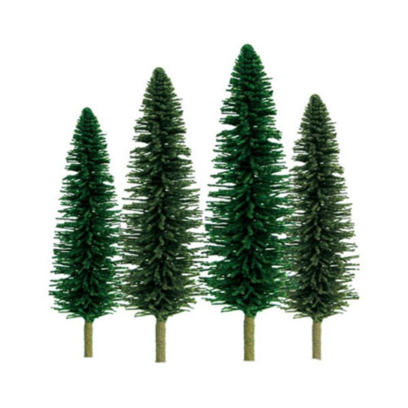 Set of 12 realistic cedar trees, 152-254mm tall, perfect for enhancing model landscapes and dioramas.