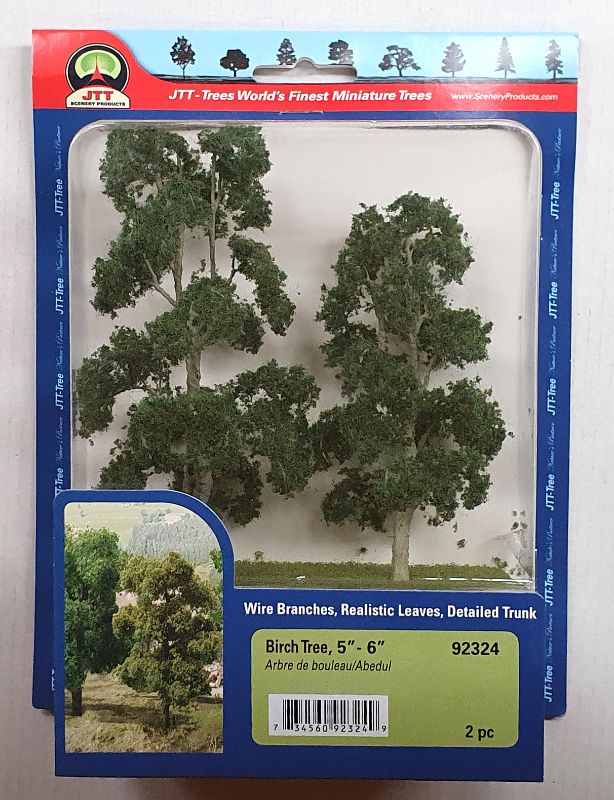 Lifelike JJT Birch Trees, 127-152mm, enhancing model railways and dioramas with realistic detail and vibrant foliage.