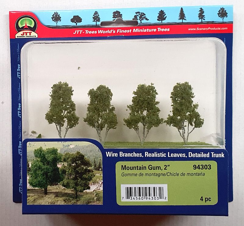Realistic 50.8mm Mountain Gum Trees for model railways and dioramas, enhancing miniature landscapes with lifelike detail.
