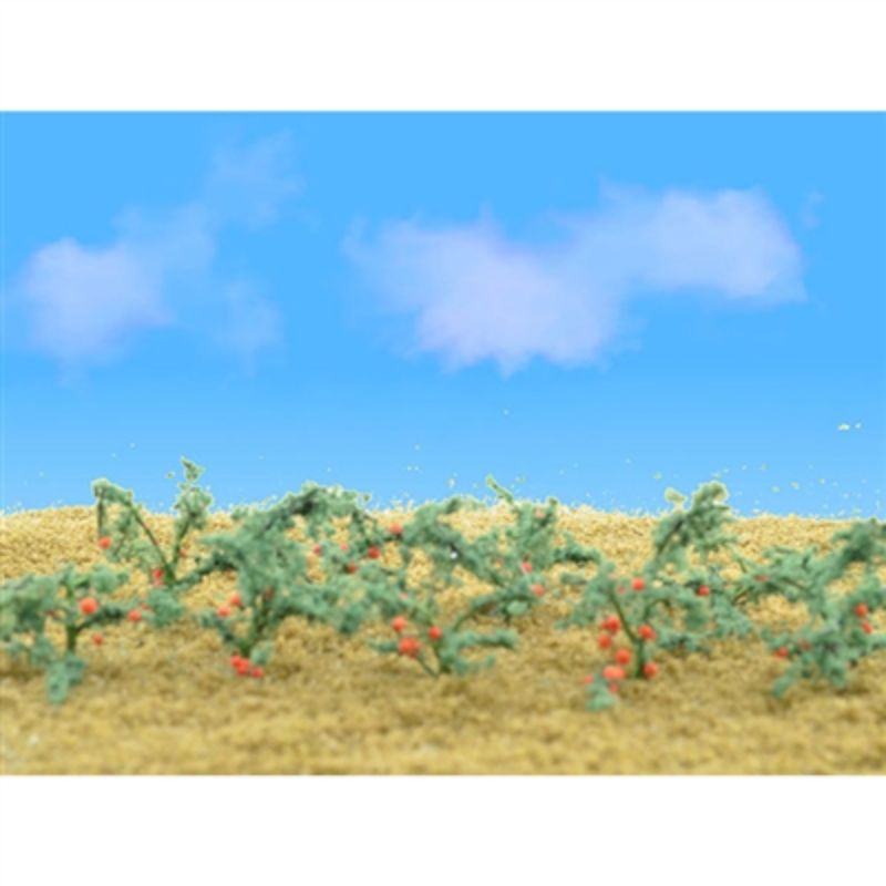 18 detailed 20mm HO scale tomato plants, perfect for enhancing model railways and dioramas with realistic greenery.