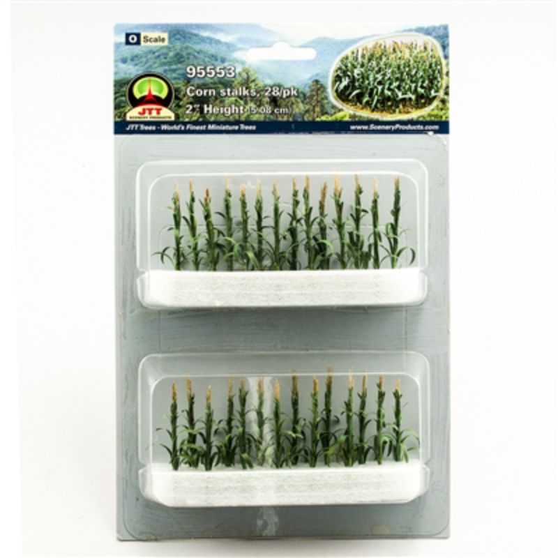Realistic 50mm corn stalks for O Scale models, perfect for enhancing agricultural scenes in dioramas or model railways.