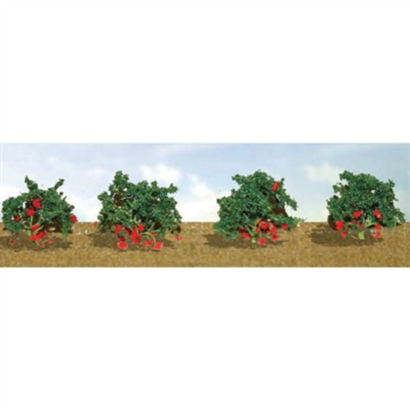 Detailed O scale strawberry patch model, 8 inches, featuring realistic ripe strawberries for scenic dioramas.