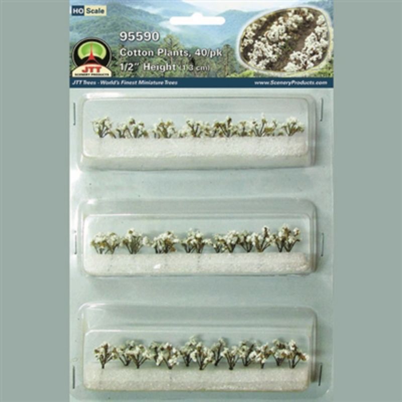 Set of 40 HO scale cotton plants, realistic texture for model landscapes and railway scenes.