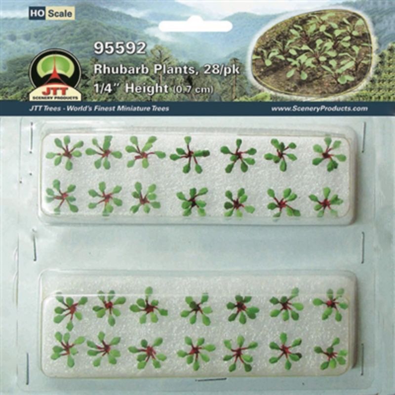 Detailed HO scale model of vibrant rhubarb, perfect for enhancing farm scenes and realistic dioramas.