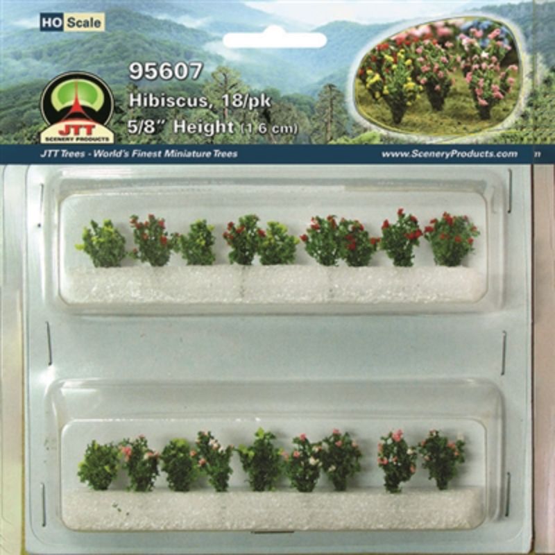 Detailed HO scale Hibiscus flower model for model scenery, measuring 18 inches.