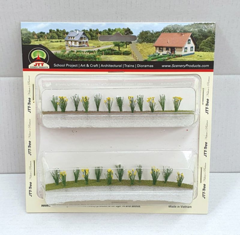 Pack of 24 detailed 6mm daffodils and snow drops for enhancing model scenery and miniature landscapes.