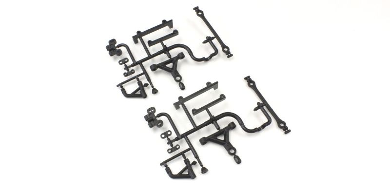 Kyosho FR suspension arm and battery holder for enhanced stability and performance in RC vehicles.