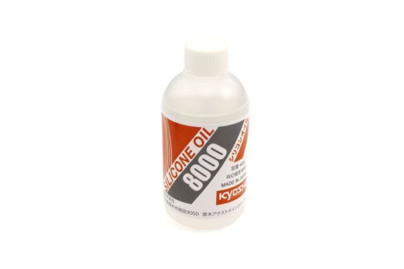Kyosho silicone oil #8000 in a 40cc bottle, ideal for tuning and maintaining RC vehicles.