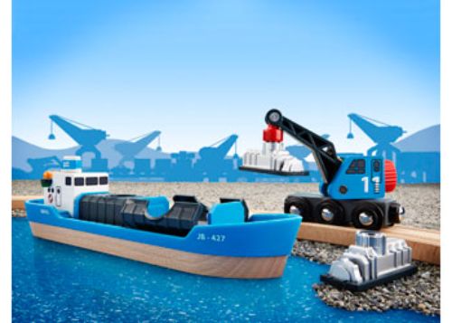 BRIO Vehicle - Container & Crane Wagon 4 pieces