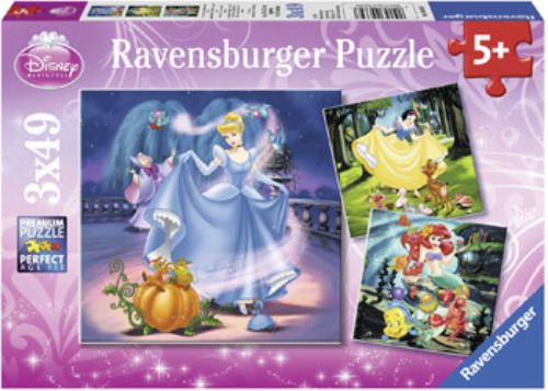 Puzzle - Ravensburger - Disney Snow White Cinderella Ariel 3x49pc