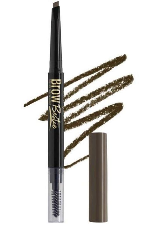 LA Girl Brow Bestie Pencil in Brunette with twistable triangle tip and spoolie brush for precise brow styling.