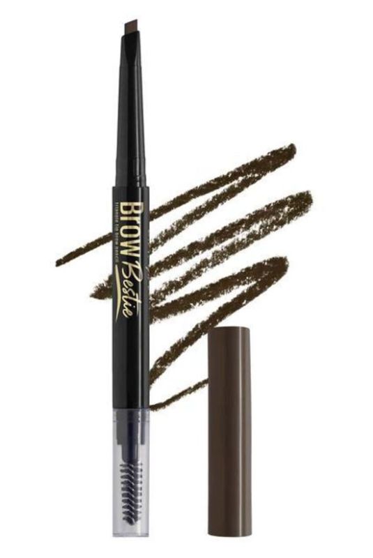 LA Girl Brow Bestie Pencil in Deep Brown, featuring a twistable triangle tip and built-in spoolie for perfect brows.
