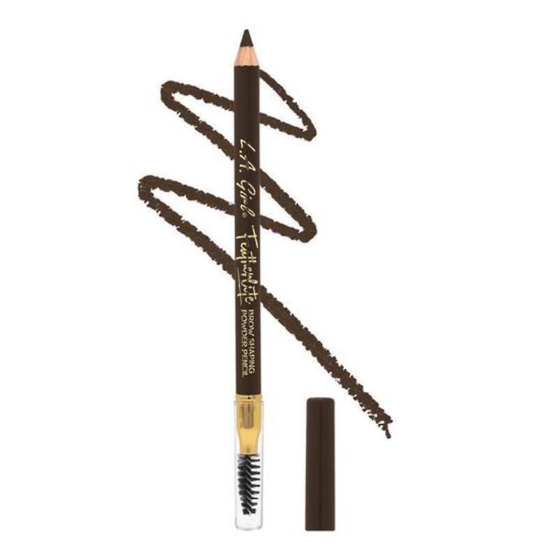 LA Girl Featherlite Powder Brow Pencil in Medium Brown for natural, fuller brows with 12-hour wear and built-in spoolie.