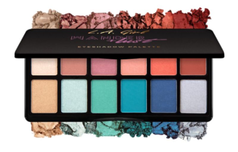 LA Girl Fanatic Eyeshadow Palette - Wanderlust featuring 12 vibrant shades in matte and satin finishes for versatile eye looks.