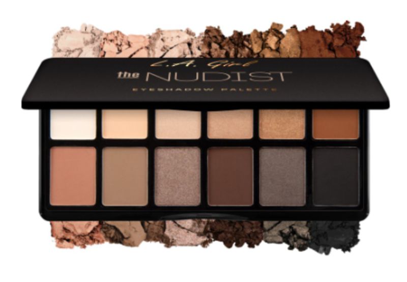 LA Girl Fanatic Eyeshadow Palette - The Nudist with 12 versatile nude and deep shades in matte and satin finishes.
