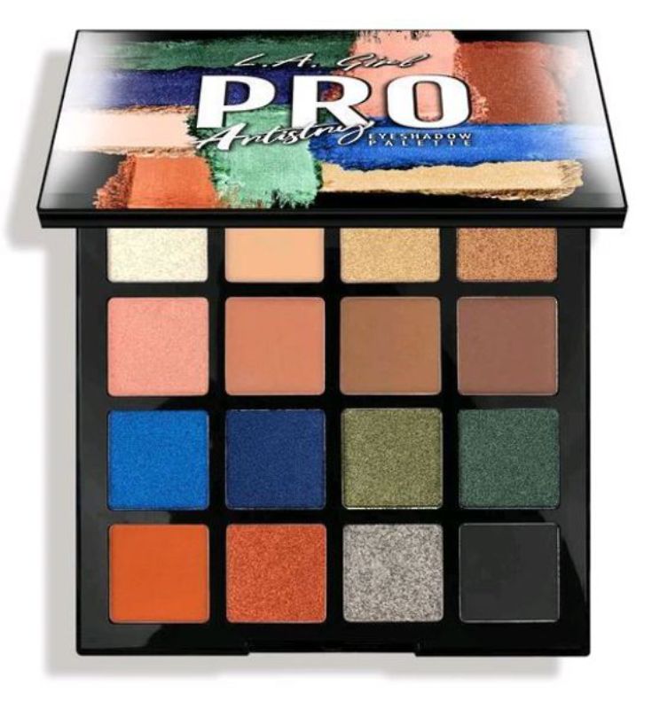 LA Girl PRO Eyeshadow Palette - Artistry featuring 16 pigmented shades, ideal for creative and everyday makeup looks.