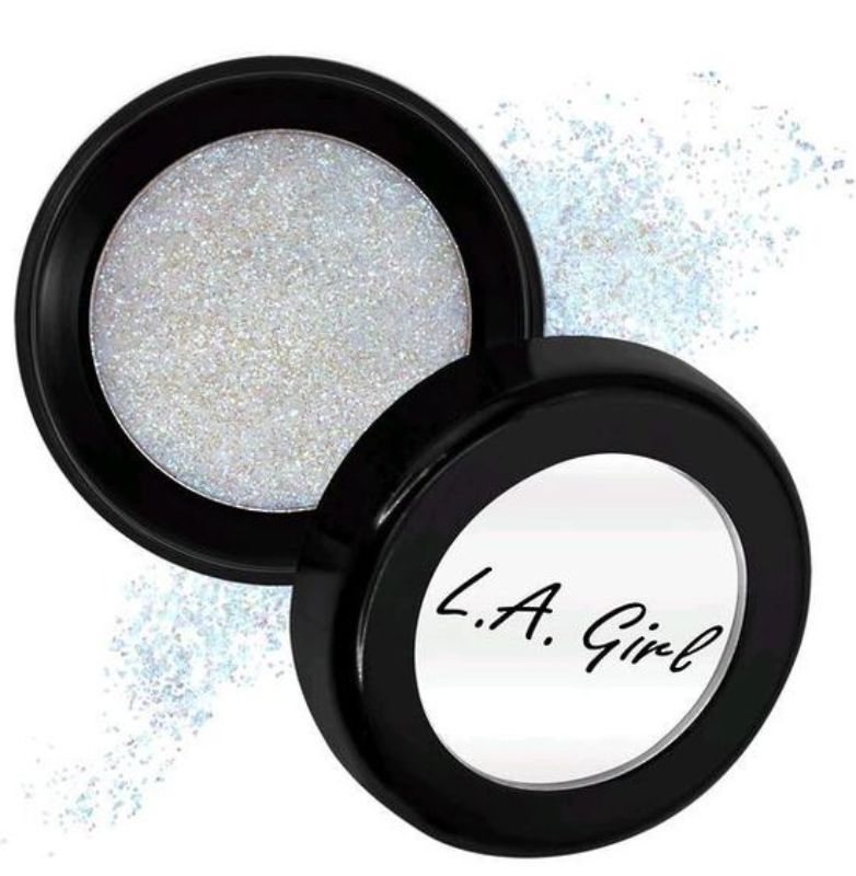 LA Girl Glitterholic Glitter Topper in Holo-Glam adds holographic sparkle to any makeup look for a glamorous finish.