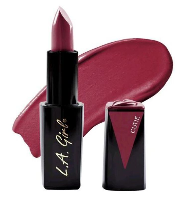 LA Girl Lip Attraction Lipstick in 'Cutie', a creamy formula in a magnetic case for vibrant, glossy lips with hydration.