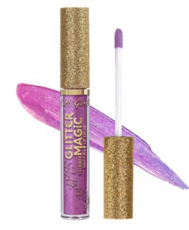 LA Girl Glitter Magic Lip Color in Hypnotic, featuring a matte metallic base that transforms into a sparkling glitter finish.
