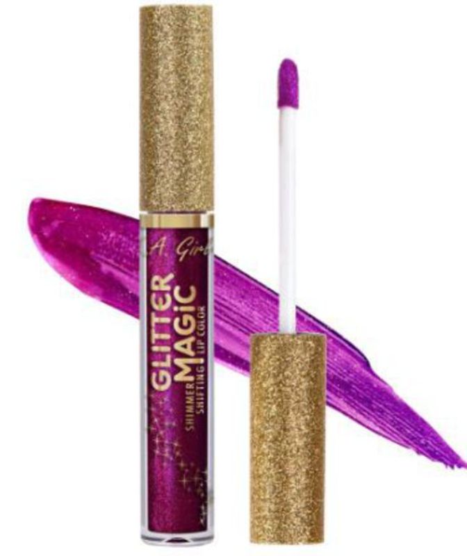 LA Girl Glitter Magic Lip Color in Glitz transforms from matte metallic to a dazzling glitter finish for stunning lips.