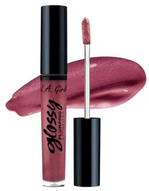 LA Girl Glossy Plumping Lipgloss in Lavish: high-shine, non-sticky formula with vitamin E and aloe for fuller, nourished lips.