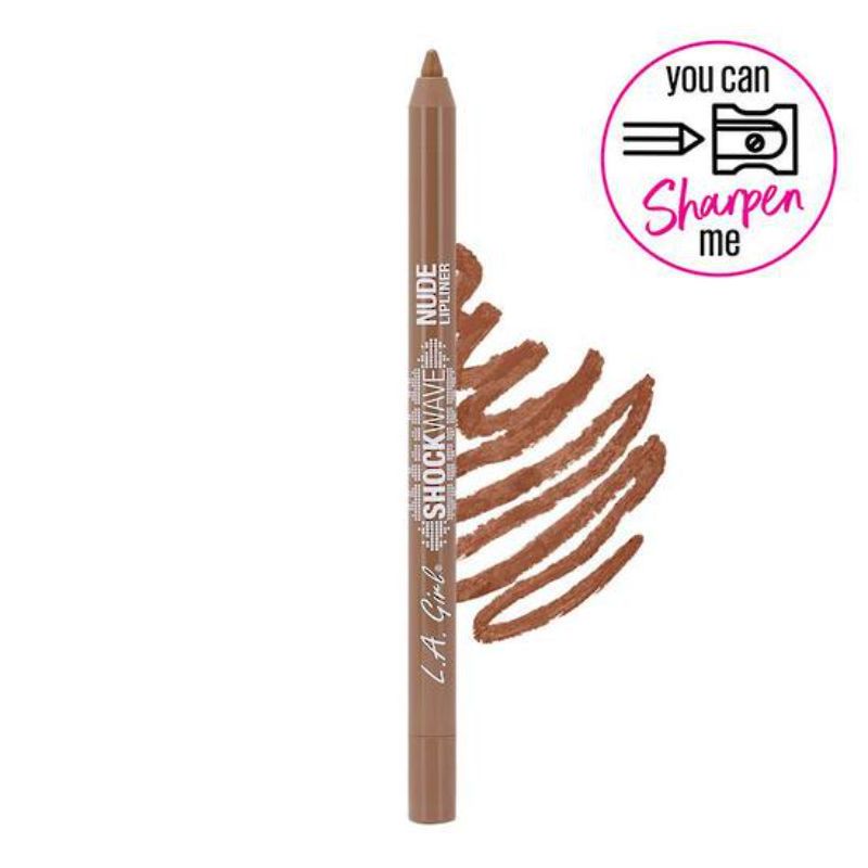LA Girl Shockwave Nude Lipliner Pencil in Maple Glaze, creamy, pigmented, smudge-proof, perfect for precise lip lining.