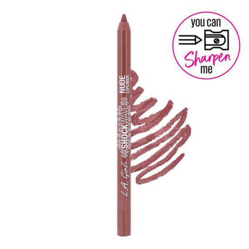 LA Girl Shockwave Nude Lipliner Pencil in Mauve, a creamy, water-resistant lip liner for perfect lip definition.