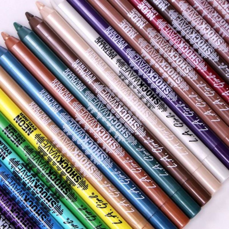 LA Girl Shockwave Metallic Eyeliner in Ocean, a vibrant blue gel pencil with a metallic finish, smudge-proof and long-lasting.