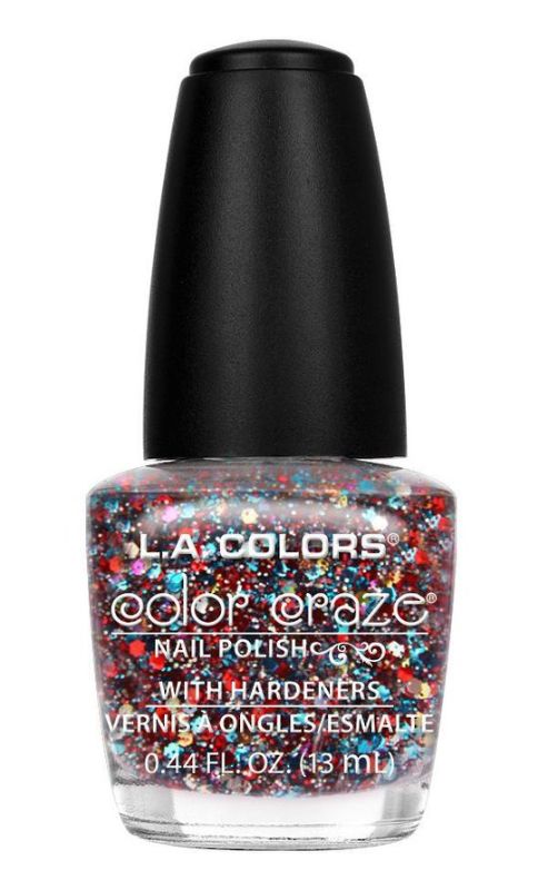 Vibrant LA Colors Color Craze nail polish in Confetti, featuring a playful blend of colors for unique manicures and pedicures.