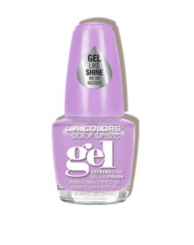 LA Colors Gel Shine Polish in 'Damsel', a vibrant chip-resistant gel with a high-gloss finish, perfect for at-home manicures.