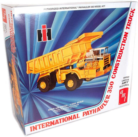 Detailed 1/25 model kit of the IH Payhauler 350, featuring steerable front end and functional dump body.