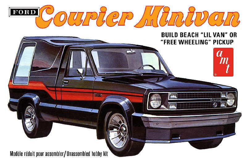 1/25 scale model kit of a 1978 Ford Courier Minivan with customizable parts and 121 detailed components.