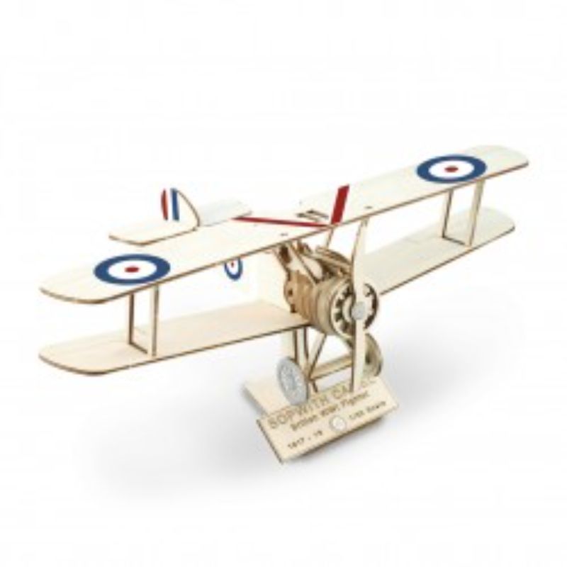 1/32 scale wooden model of Sopwith Camel aircraft, ideal for collectors and model enthusiasts with intricate detailing.