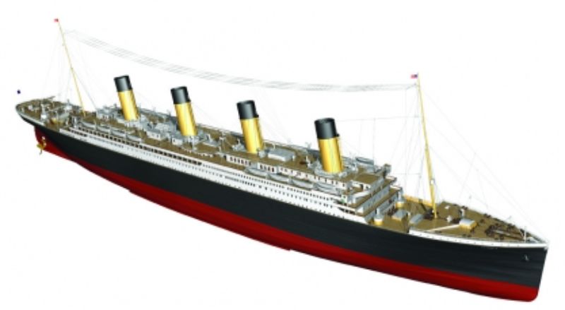 Detailed 1/144 scale model of the RMS Titanic, perfect for R/C sailing and expert hobbyists.
