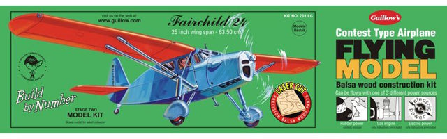 Balsa Glider Kit - B.B.N Fairchild 24 with 25-inch wingspan, ideal for model building and STEM education activities.