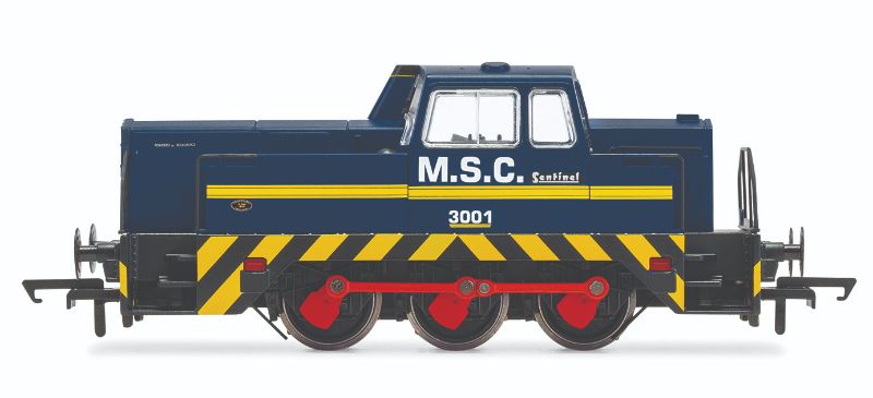 Hornby MSC Sentinel 0-6-0DH 3001 model, detailed model locomotive for collectors and model railway enthusiasts.