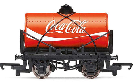 Hornby Coca-Cola Small Tank Wagon model with vibrant branding, perfect for 00 gauge railway collectors and enthusiasts.