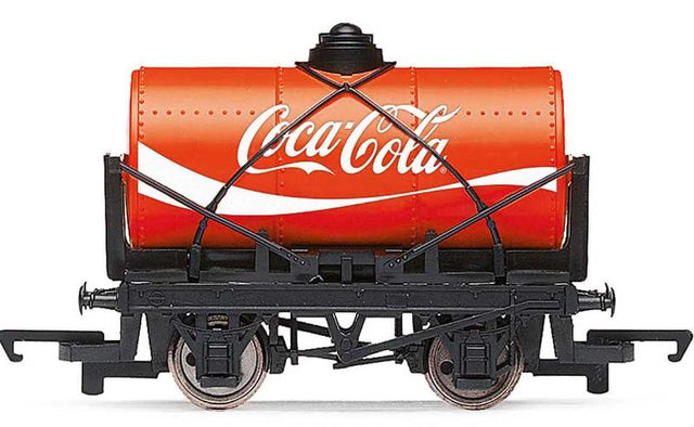 Hornby Coca-Cola Small Tank Wagon model with vibrant branding, perfect for 00 gauge railway collectors and enthusiasts.