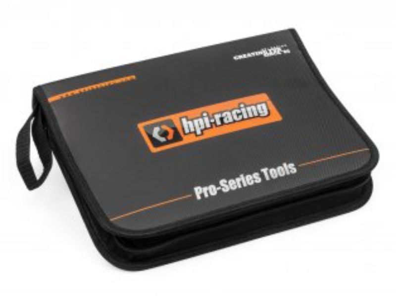 Durable Pro-Series Tools Pouch for organizing and transporting essential RC car tools and accessories efficiently.