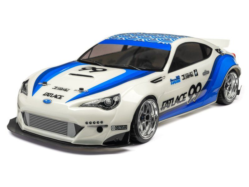 Subaru BRZ Fatlace body shell for 200mm RC cars, featuring vibrant livery and realistic aerodynamic details.