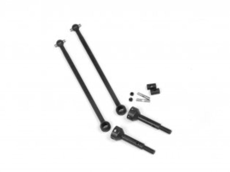 Set of two 82mm Jmpsht Uni.Drive Shafts for RC cars, enhancing power transfer and traction for better performance.