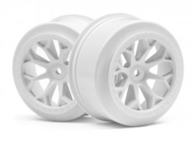 Durable SC W: 8-Shot White wheels from HPI Racing for radio control cars, enhancing speed and control with style.