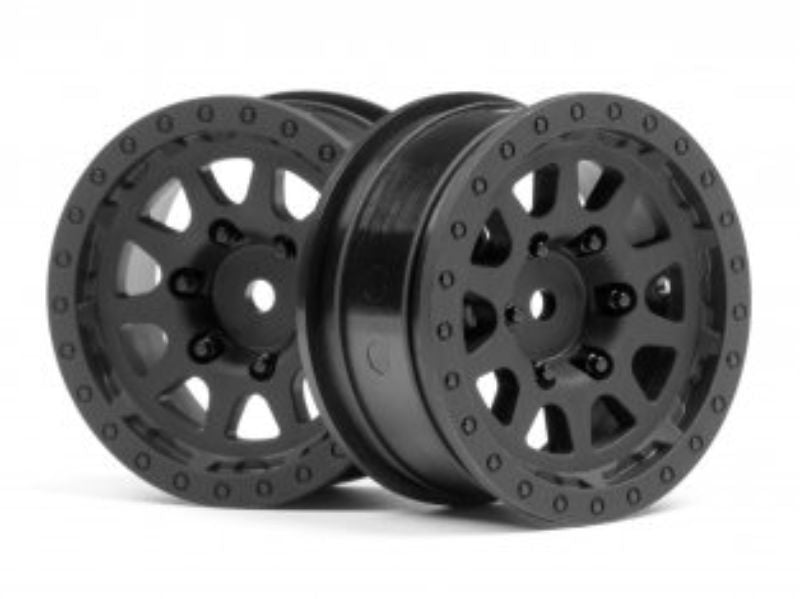 Premium 1.9" CR-10 Black wheels for HPI Racing, enhancing performance and style for on and off-road driving.