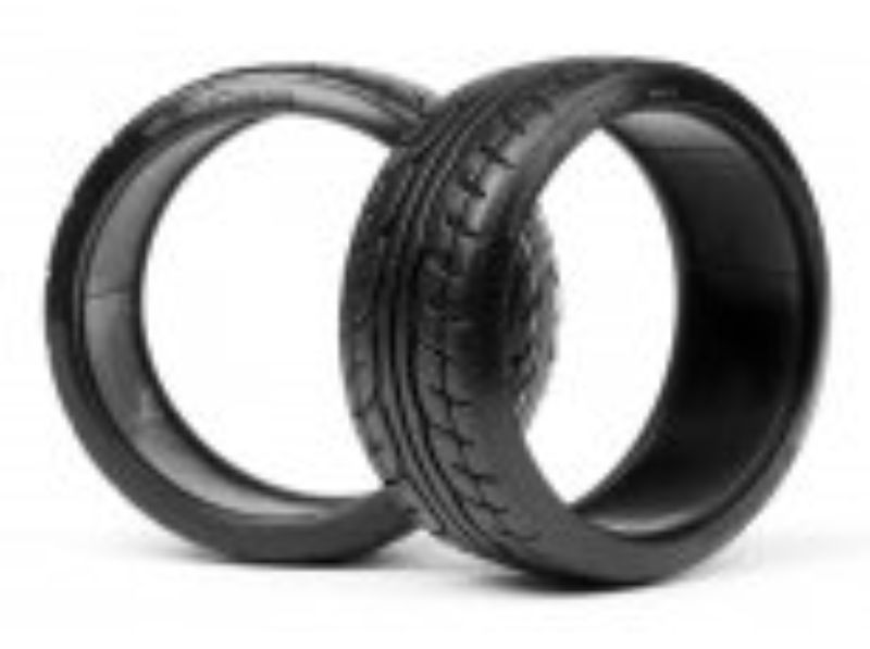 HPI Racing DriftNeova 26mm tyres for RC cars, featuring durable hard plastic and realistic tread for optimal drift performance.
