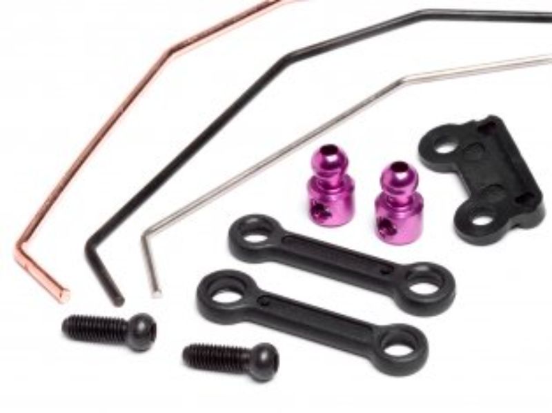 E10 Sway Bar set for HP 88016 HPI Racing, enhances RC handling with adjustable thickness for optimized stability and cornering.