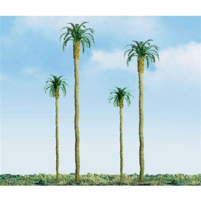 64mm palm trees measuring 2.5 inches tall, perfect for enhancing model dioramas and miniatures with realistic tropical scenery.
