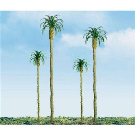 64mm palm trees measuring 2.5 inches tall, perfect for enhancing model dioramas and miniatures with realistic tropical scenery.
