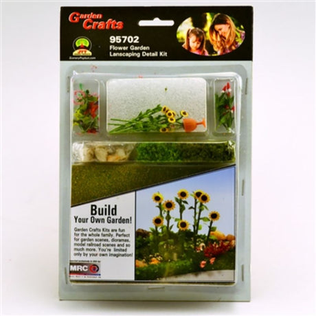 Whimsical Model Scenery - Magic Garden kit featuring fairy houses, flowers, and playful figures for enchanting miniature designs.